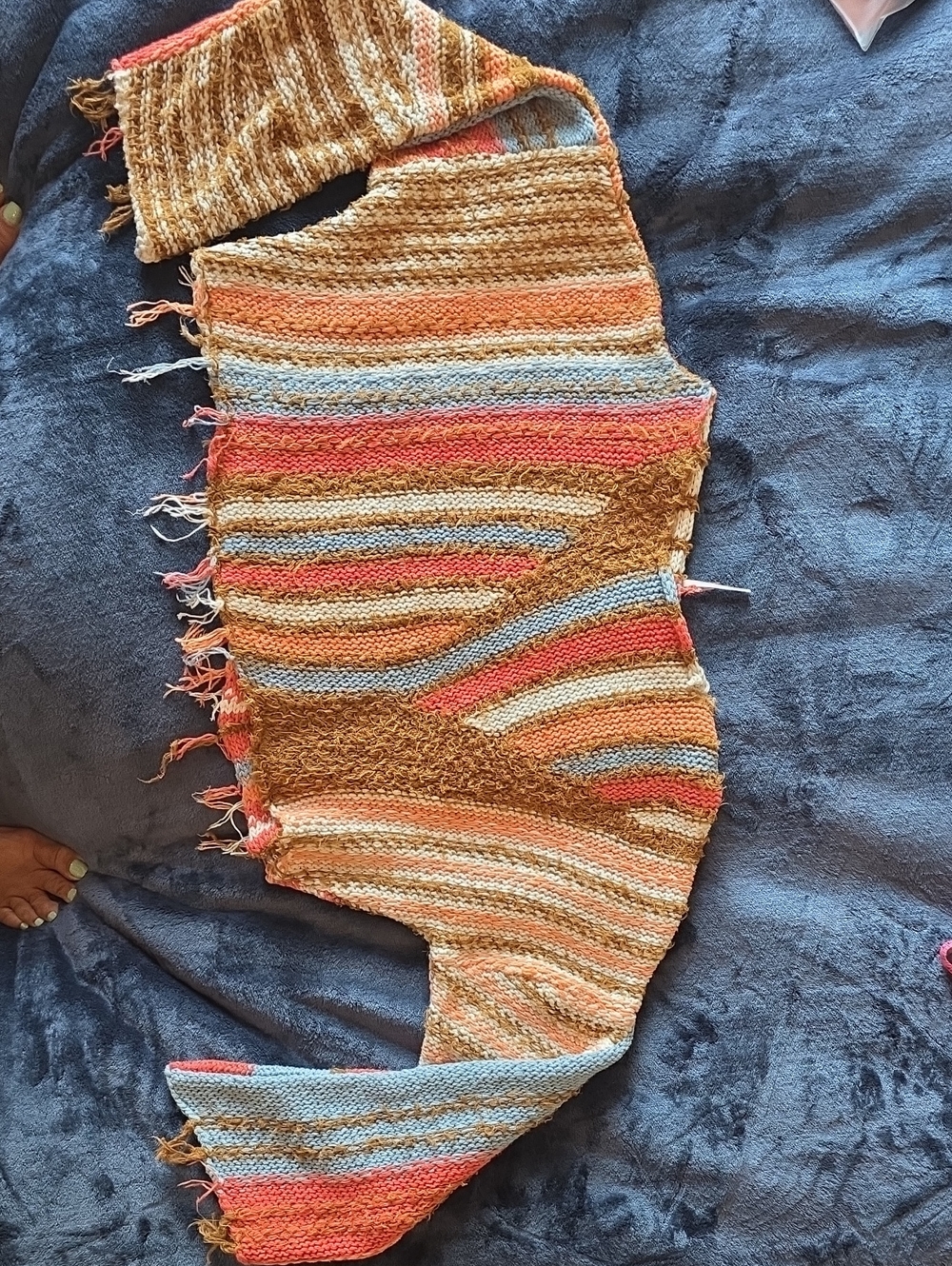 Free People Striped Knit Poncho in Coral, Blue, Cream, Tan, Brown